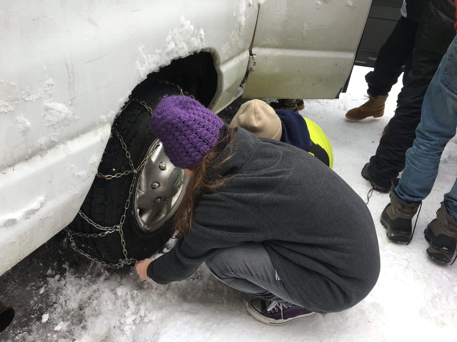 Safety first! All the Tivnuniks learned how to put chains on the van's tires so we could navigate safely through the snow.